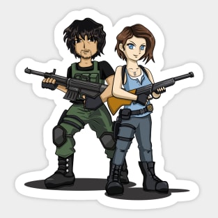 RE3 Remake Jill Valentine and Carlos Oliveira Sticker